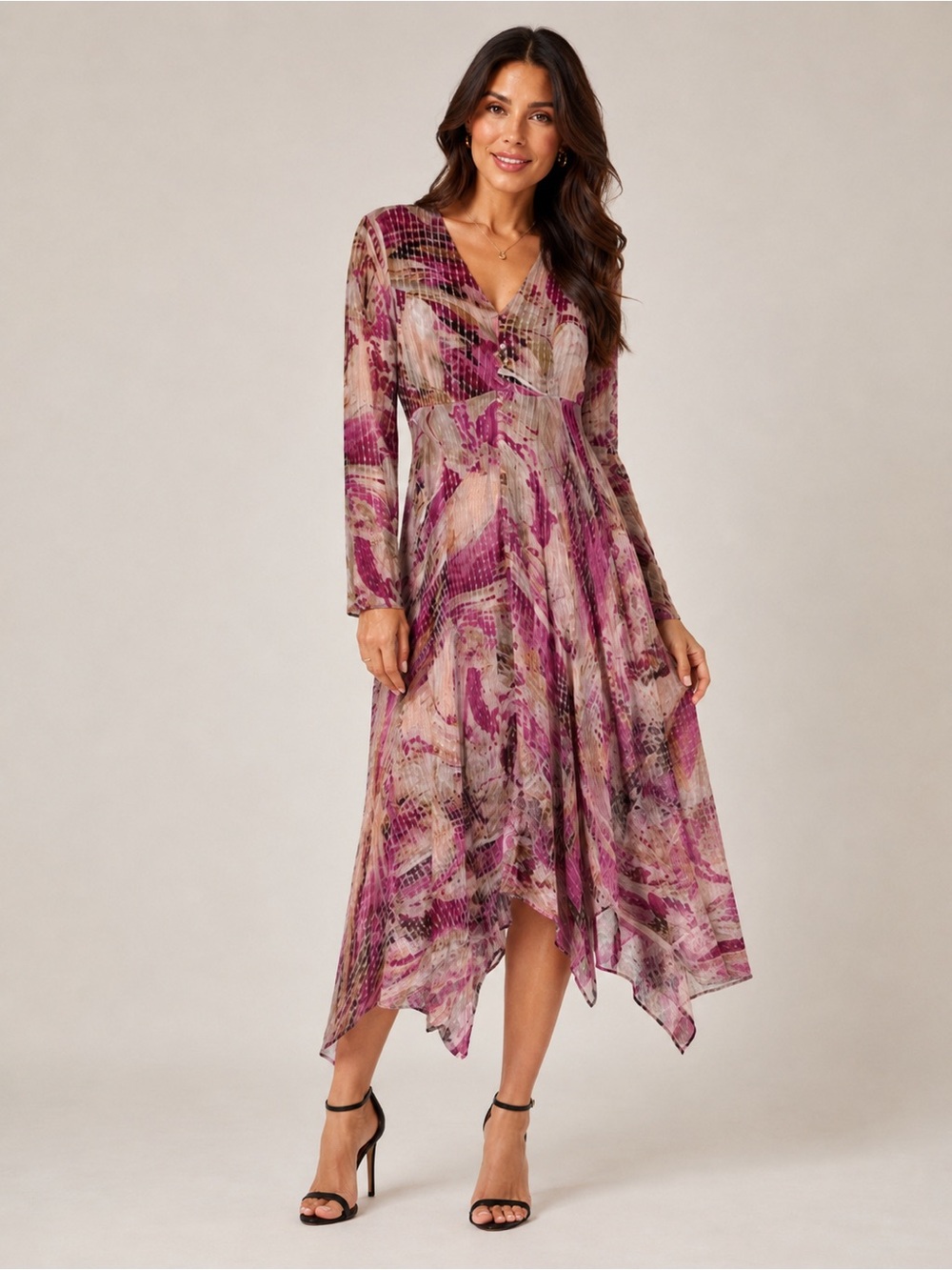 Tolani Clara Berry Handkerchief Maxi Dress Size XS NWT